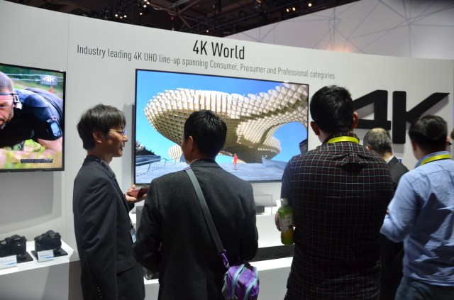 At the Panasonic booth at the 2015 CES Show, it was clearly evident how quickly the 4K revolution was going in early January.  Photograph by Marcus Siu
